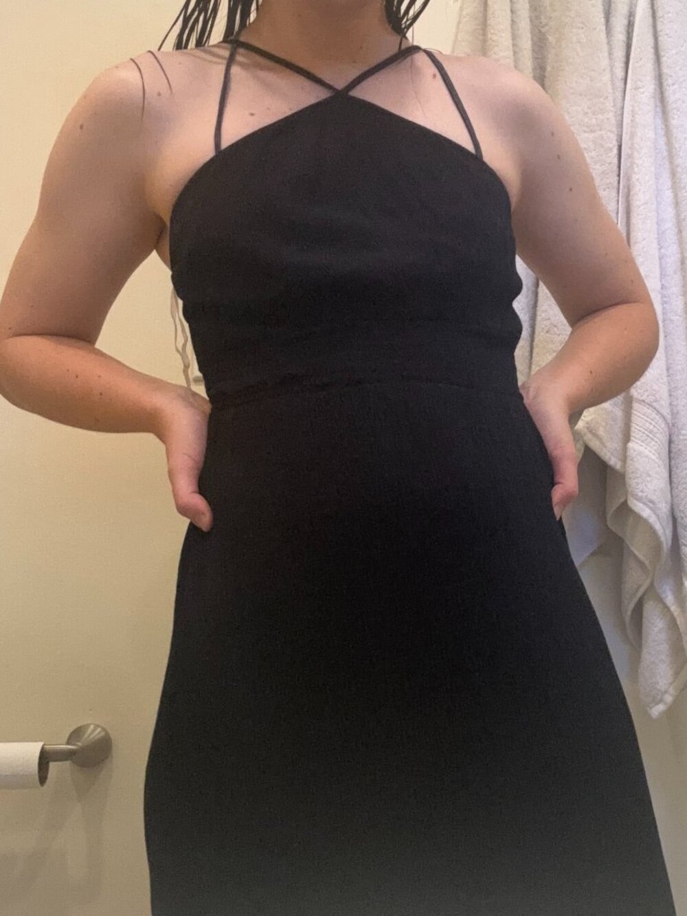 Rewind Black Strappy Halter Maxi Dress